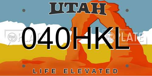 040HKL Utah License Plate