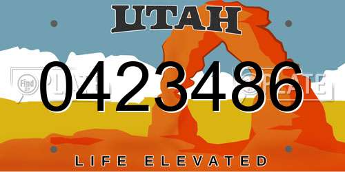 0423486 Utah License Plate