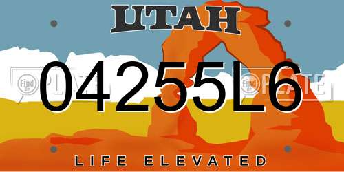 04255L6 Utah License Plate