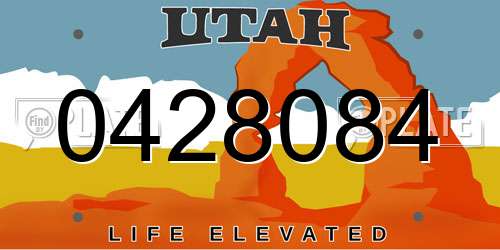 0428084 Utah License Plate