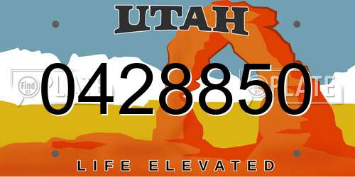 0428850 Utah License Plate