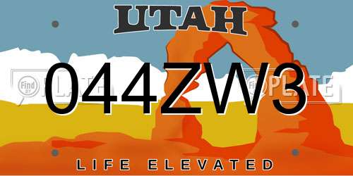 044ZW3 Utah License Plate