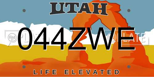 044ZWE Utah License Plate