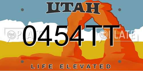 0454TT Utah License Plate