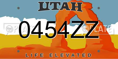 0454ZZ Utah License Plate