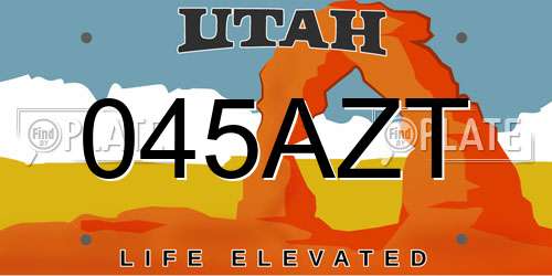 045AZT Utah License Plate
