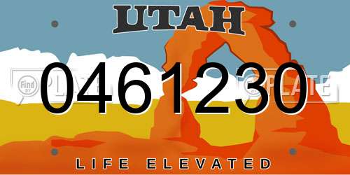 0461230 Utah License Plate