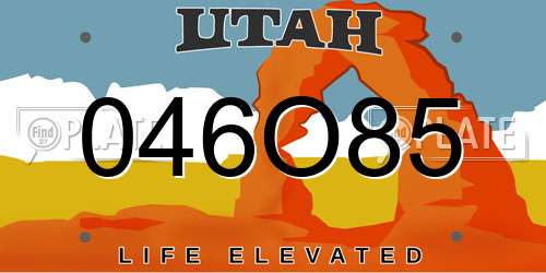 046O85 Utah License Plate