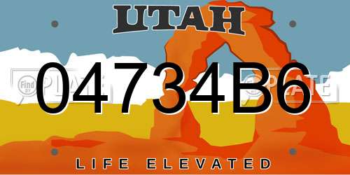 04734B6 Utah License Plate