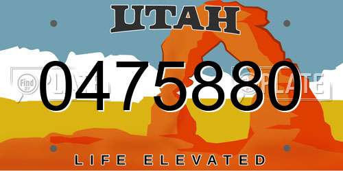 0475880 Utah License Plate