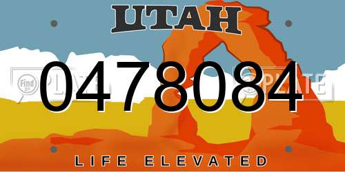 0478084 Utah License Plate
