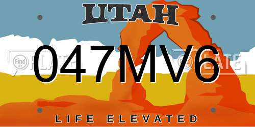 047MV6 Utah License Plate