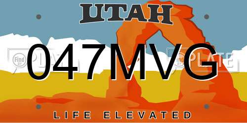 047MVG Utah License Plate