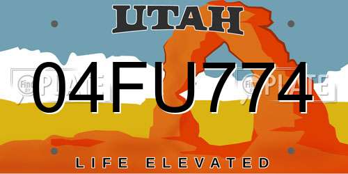 04FU774 Utah License Plate