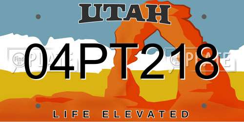 04PT218 Utah License Plate