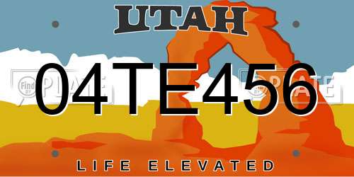 04TE456 Utah License Plate