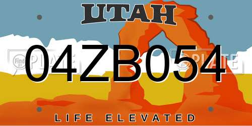 04ZB054 Utah License Plate
