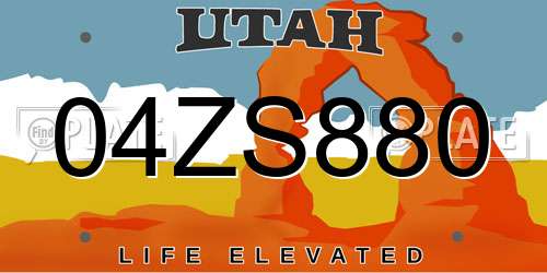 04ZS880 Utah License Plate