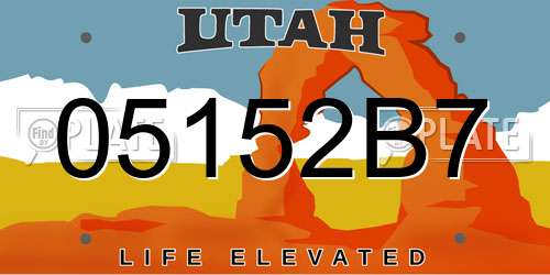 05152B7 Utah License Plate