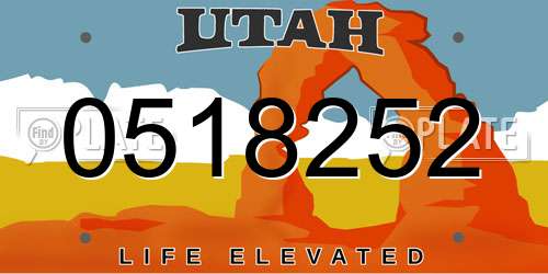 0518252 Utah License Plate
