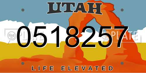 0518257 Utah License Plate