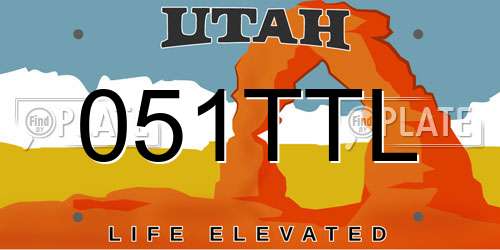 051TTL Utah License Plate