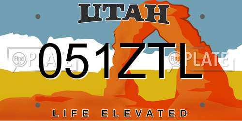051ZTL Utah License Plate
