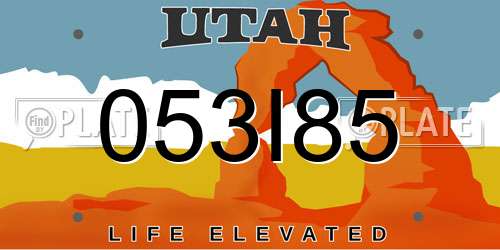 053I85 Utah License Plate