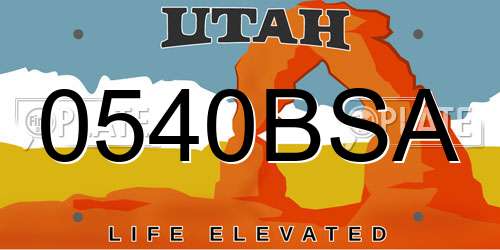 0540BSA Utah License Plate