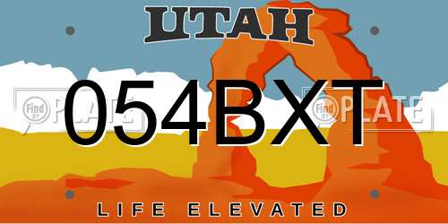 054BXT Utah License Plate