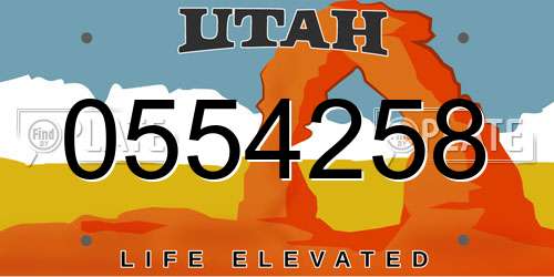 0554258 Utah License Plate
