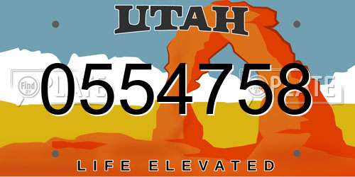 0554758 Utah License Plate