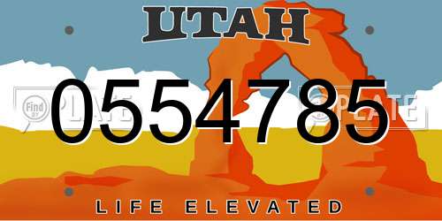 0554785 Utah License Plate