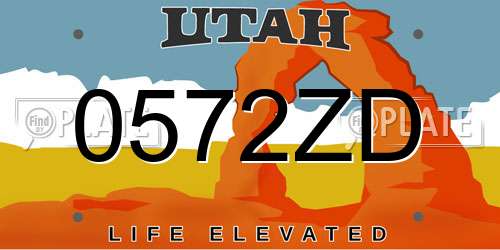 0572ZD Utah License Plate
