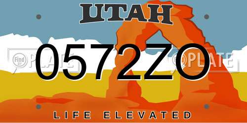 0572ZO Utah License Plate