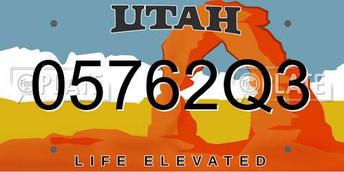 05762Q3 Utah License Plate