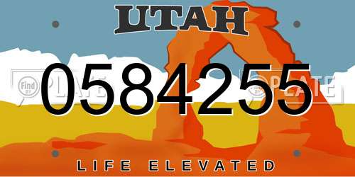 0584255 Utah License Plate