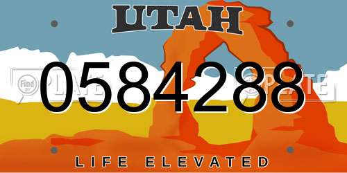 0584288 Utah License Plate