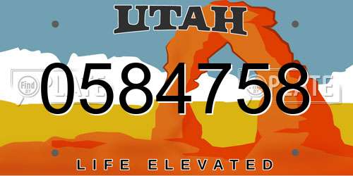 0584758 Utah License Plate