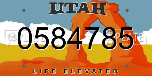 0584785 Utah License Plate