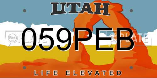 059PEB Utah License Plate