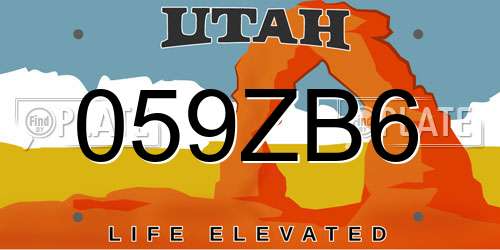 059ZB6 Utah License Plate