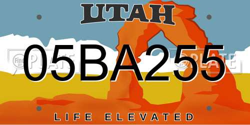 05BA255 Utah License Plate