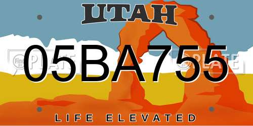 05BA755 Utah License Plate