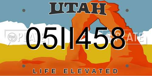 05II458 Utah License Plate