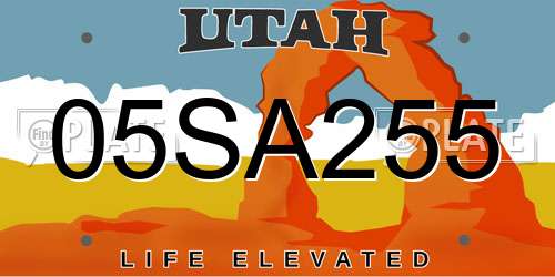 05SA255 Utah License Plate