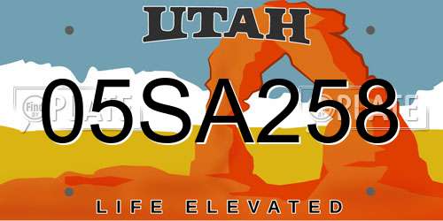 05SA258 Utah License Plate