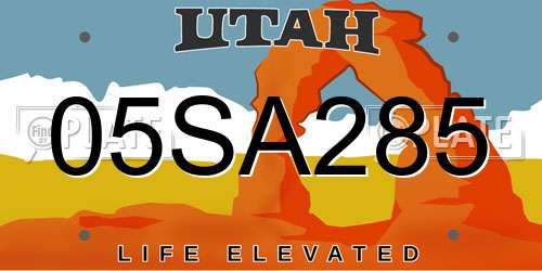 05SA285 Utah License Plate