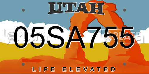 05SA755 Utah License Plate
