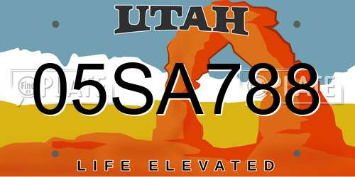 05SA788 Utah License Plate